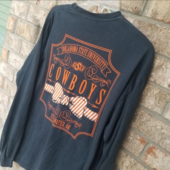 Oklahoma State University Cowboys BLACK ORANGE Long Sleeve TShirt (Size L) - Picture 2 of 6